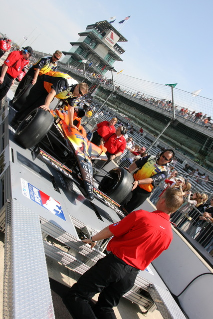 No. 26 car goes through tech inspection during qualifications on Pole Day at the Indianapolis Motor Speedway. -- Photo by: Chris Jones