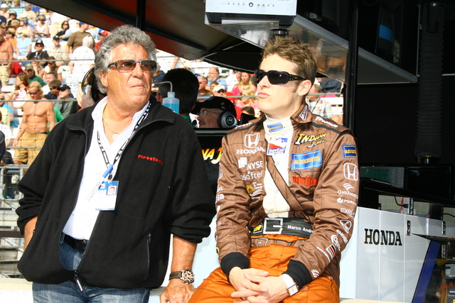 Mario and Marco Andretti during qualifications on Pole Day at the Indianapolis Motor Speedway. -- Photo by: Jim Haines