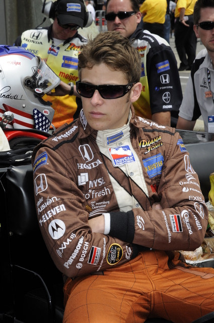 Marco Andretti relaxes before the start of the 92nd Indianapolis 500. -- Photo by: Dave Edelstein