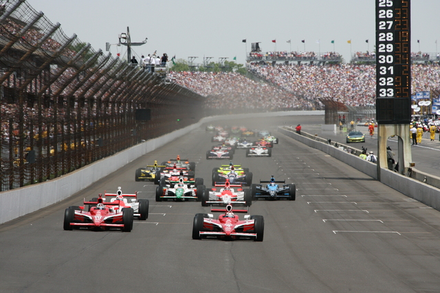 Race action during the 92nd Indianapolis 500. -- Photo by: Dan Helrigel