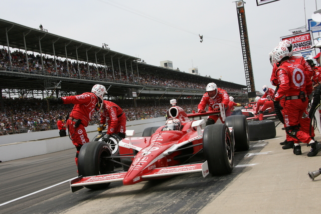 No. 9 Scott Dixon on pit lane on Race Day at the Indianapolis Motor Speedway. -- Photo by: Dan Helrigel