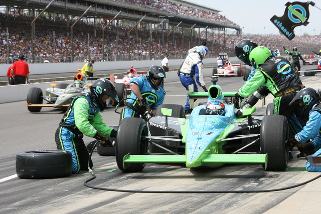 Ryan Hunter-Reay gets some service from Team Ethanol during the 92nd Indianapolis 500. -- Photo by: Dan Helrigel