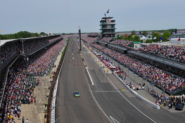 The pace laps before the start of the 92nd Indianapolis 500. -- Photo by: John Cote