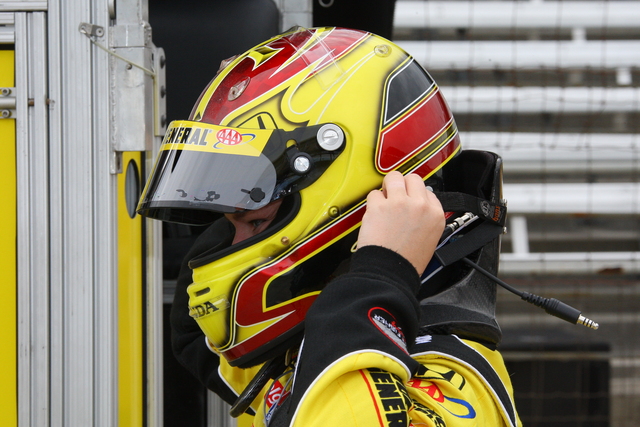 Sarah Fisher prepares for practice. -- Photo by: Shawn Payne