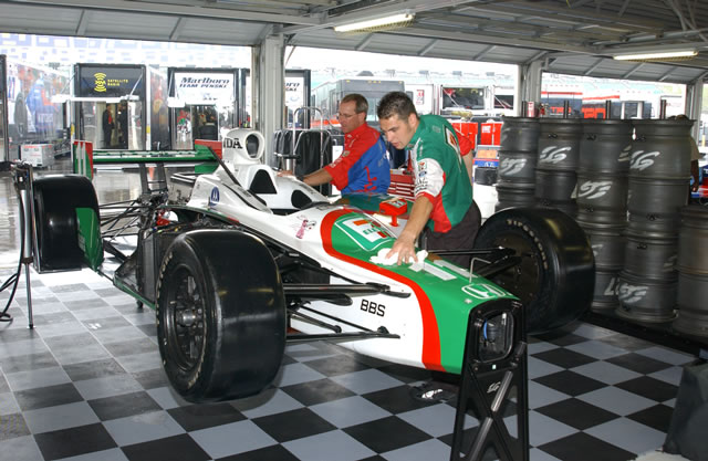#11 Andretti Green Racing driver, Tony Kanaan car in garage -- Photo by: Dana Garrett