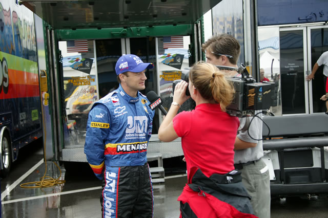 #2 Panther Racing driver Townsend Bell being interviewed -- Photo by: Ron McQueeney