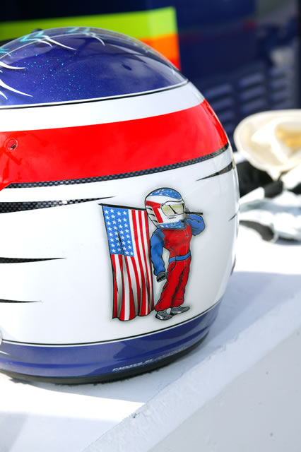 Townsend Bell's helmet from back -- Photo by: Ron McQueeney