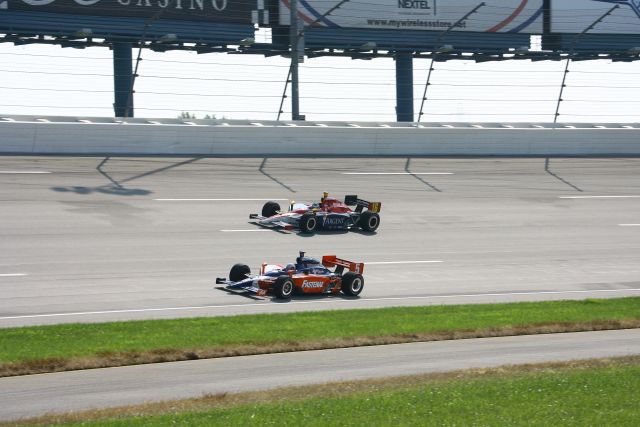 Danica Patirck and Sarah Fisher share the track during final practice. -- Photo by: Shawn Payne
