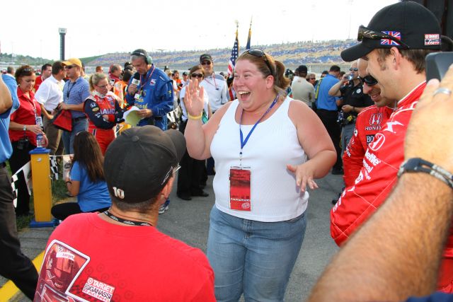 IndyCar Series fan proposes to his girlfriend at the Kentucky Speedway on race day, -- Photo by: Shawn Payne