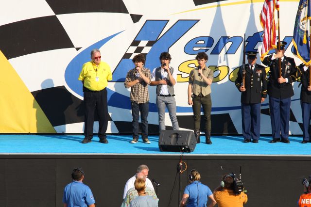 Jonas Bothers preform the National Anthem at the Kentucky Speedway on race day. -- Photo by: Shawn Payne