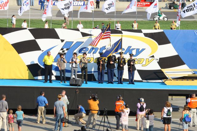 Jonas Brothers preform the National Anthem live at the Kentucky Speedway on race day. -- Photo by: Shawn Payne