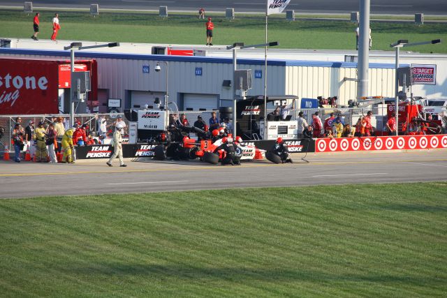 Helio Castroneves in the pits during the Meijer Indy 300 Race at Kentucky Speedway. -- Photo by: Shawn Payne