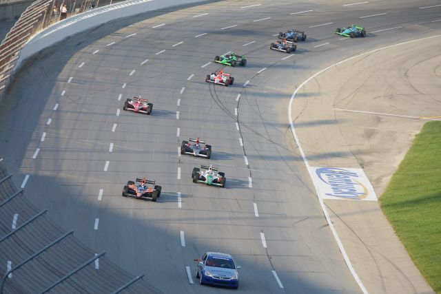 The field follows the pace car before the start of the Meijer Indy 300 Race at Kentucky. -- Photo by: Shawn Payne