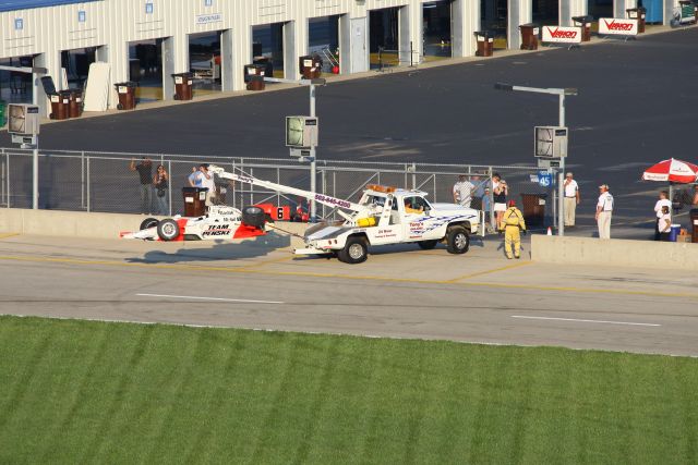 Sam Hornish Jr. makes contact at Kentucky Speedway on race day. -- Photo by: Shawn Payne
