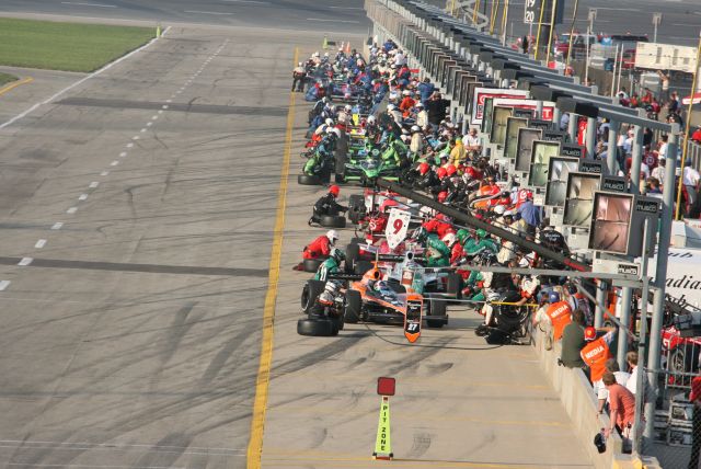 First round of pit stops at Kentucky Speedway on race day. -- Photo by: Steve Snoddy