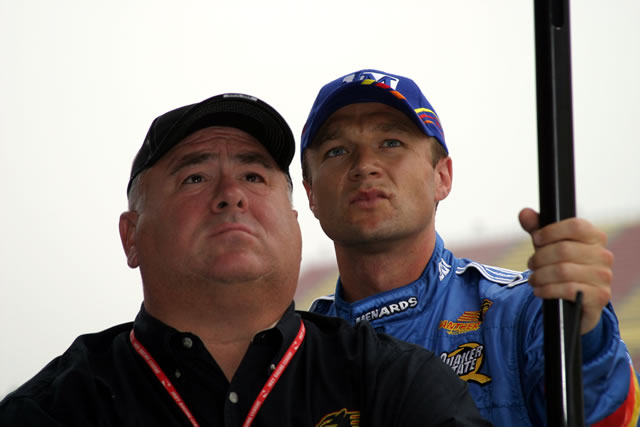 Panther Racing co-owner John Barnes, left, with driver Townsend Bell -- Photo by: Chris Jones