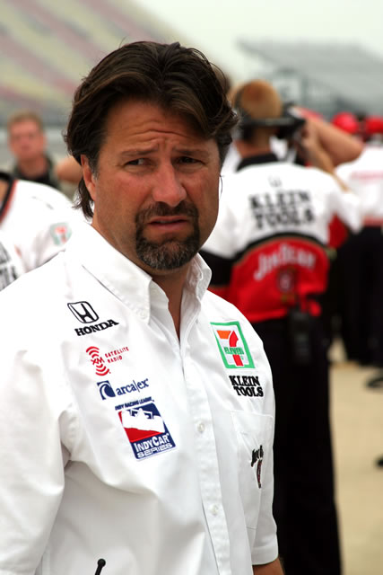 Michael Andretti  watches crew activities during practice session -- Photo by: Chris Jones