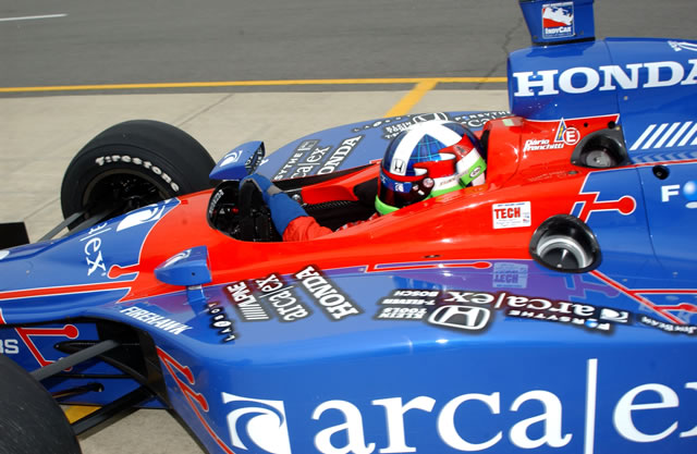 Andretti Green driver Dario Franchitti exits pit lane during practice session -- Photo by: Steve Snoddy