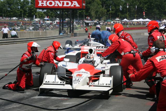 Sam Hornish Jr. in the pits during the Honda 200 at Mid-Ohio. -- Photo by: Chris Jones