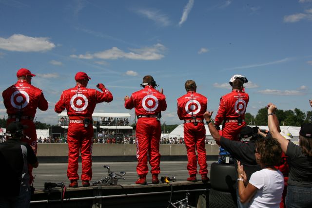 Target crew celebrates another win for Scott Dixon during the Honda 200 at Mid-Ohio. -- Photo by: Chris Jones