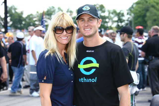 Ryan Hunter-Reay and his girlfriend Beccy Gordon before the start of the Honda 200 at Mid-Ohio. -- Photo by: Jim Haines