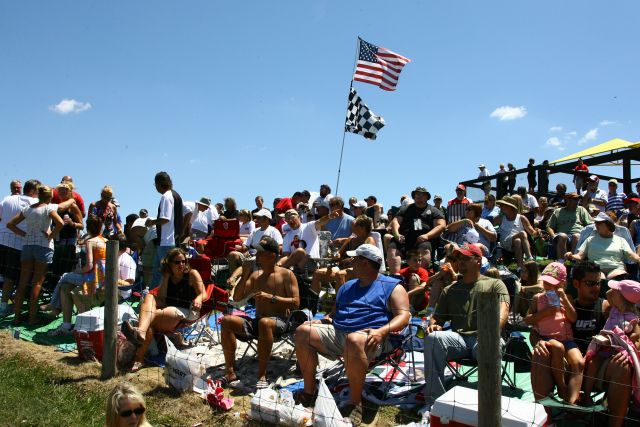 Fans wait to begin the start of the Honda 200 at Mid-Ohio. -- Photo by: Jim Haines