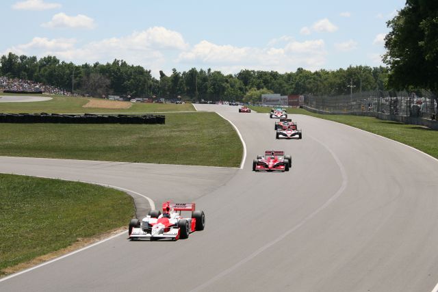 Helio Castroneves leads during the Honda 200 at Mid-Ohio. -- Photo by: Shawn Payne