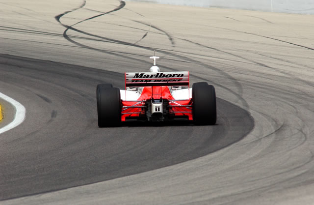 Marlboro Team Penske car enters turn during practice -- Photo by: Steve Snoddy