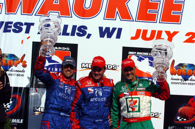 Andretti Green driver Dario Franchitti, center, Kim Green, right. -- Photo by: Jim Haines