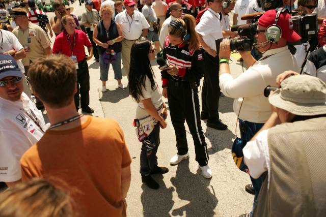 Danica Patrick gets an interview with Jamie Little -- Photo by: Michael Voorhees