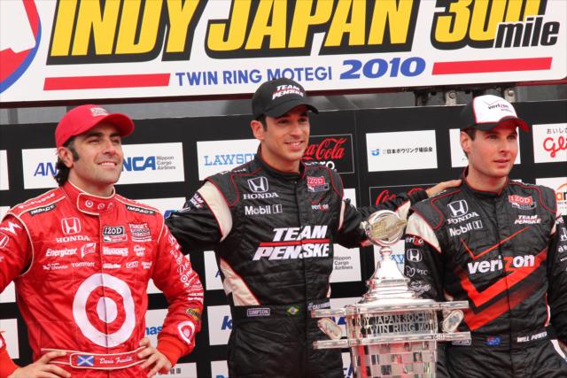 Dario, Franchitti, Helio Castroneves and Will Power are the podium finishers. -- Photo by: Ron McQueeney