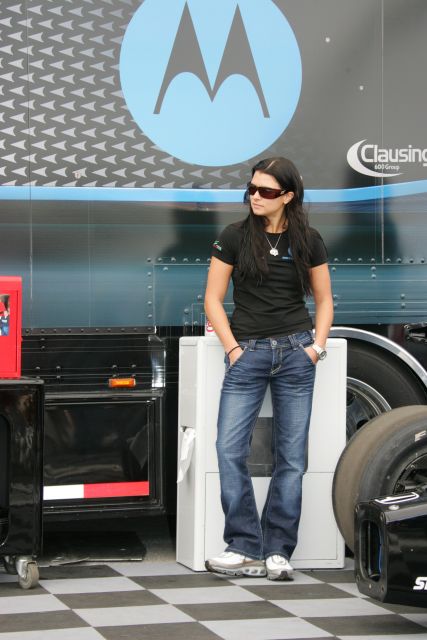 Danica Patrick relaxes in the Paddock before the race at St. Petersburg. -- Photo by: Chris Jones