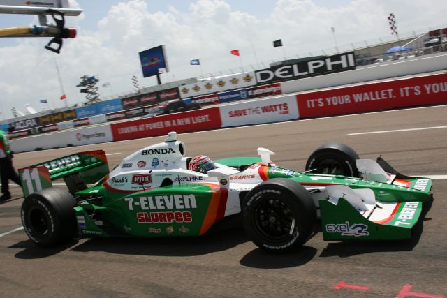 No. 11 Tony Kanaan pulls out of the pits at St. Petersburg. -- Photo by: Chris Jones