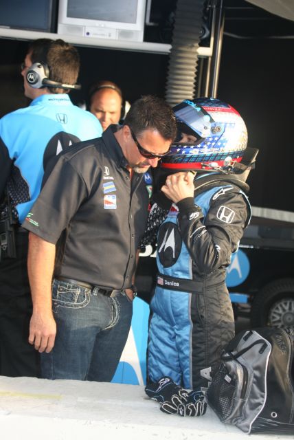 Danica Patrick talks with team owner, Michael Andretti, during practice at St. Petersburg. -- Photo by: Steve Snoddy
