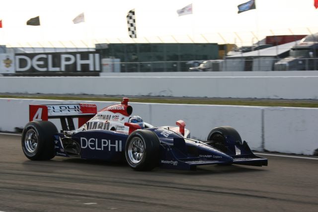 No. 4 Vitor Meira, warming up on track before the start of Honda Grand Prix of St. Petersburg. -- Photo by: Chris Jones