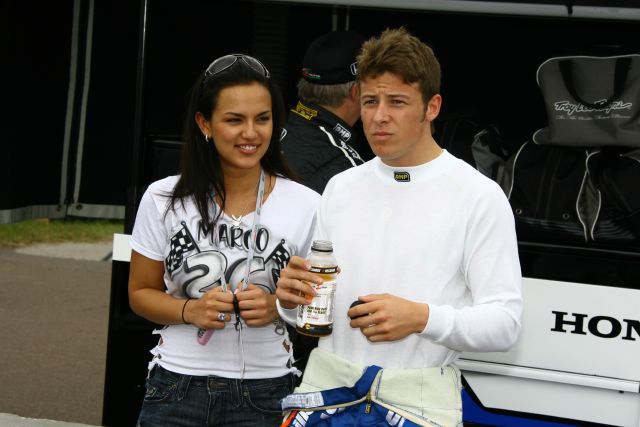 Marco Andretti hangs out with a fan after Honda Grand Prix of St. Petersburg. -- Photo by: Jim Haines