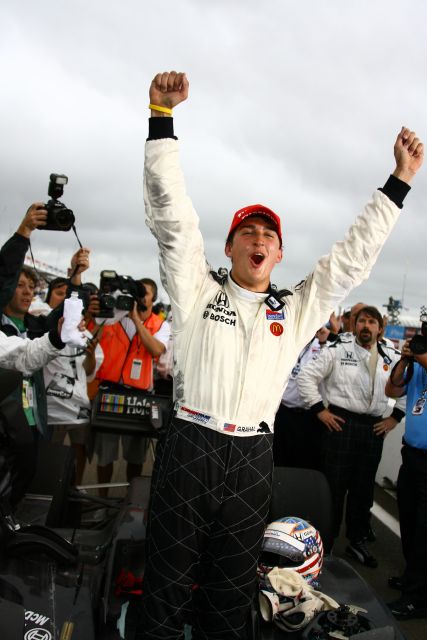#06 Newman Haas Lanigan driver Graham Rahal celebrates winning the Grand Prix of St. Petersburg along with being the youngest driver to win an IndyCar Series race. -- Photo by: Jim Haines