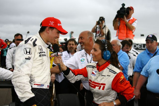 Grand Prix of St. Petersburg race winner Graham Rahal being interviewed after race. -- Photo by: Jim Haines