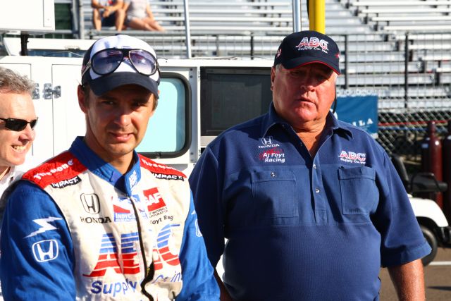Darren Manning and A.J. Foyt hang out in the pits before the start of Honda Grand Prix of St. Petersburg. -- Photo by: Ron McQueeney