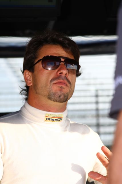 Oriol Servia of KV Racing Technology observes track activity from the pits at St. Petersburg. -- Photo by: Ron McQueeney