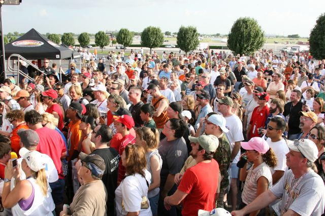 Fans gather to see Gene Simmons get interviewed live from the i am INDY stage at Texas Motor Speedway. -- Photo by: Chris Jones