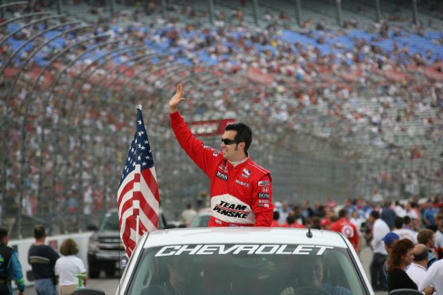 Sam Hornish Jr. at Texas Motor Speedway before the Bombardier Learjet 550k. -- Photo by: Chris Jones