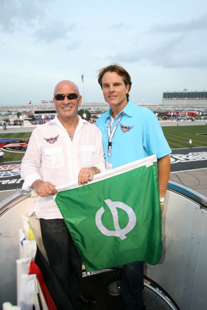Royce Pulliam, Learjet Owner and honorary starter, in the flag stand prior to the start of the Bombardier Learjet 550k at Texas Motor Speedway. -- Photo by: Shawn Payne