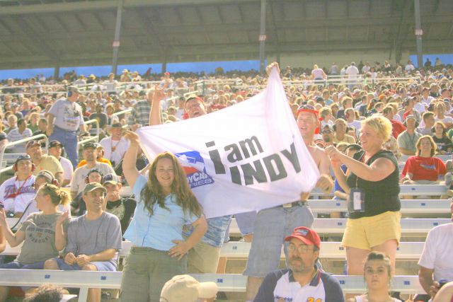 Fans proudly display their i am INDY banner during the Bombardier Learjet 550k at Texas Motor Speedway -- Photo by: Steve Snoddy
