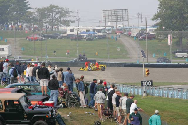 Tomas Scheckter\'s car winds up in the run-off area of Turn 5. -- Photo by: Ron McQueeney