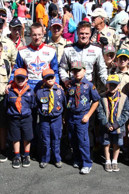 Sebastien Bourdais and James Jakes with the Boy Scouts of America -- Photo by: Chris Jones