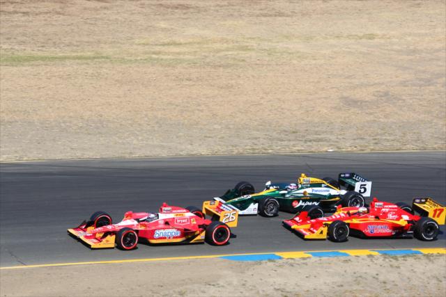 Marco Andretti leads Takuma Sato and Martin Plowman -- Photo by: Chris Jones