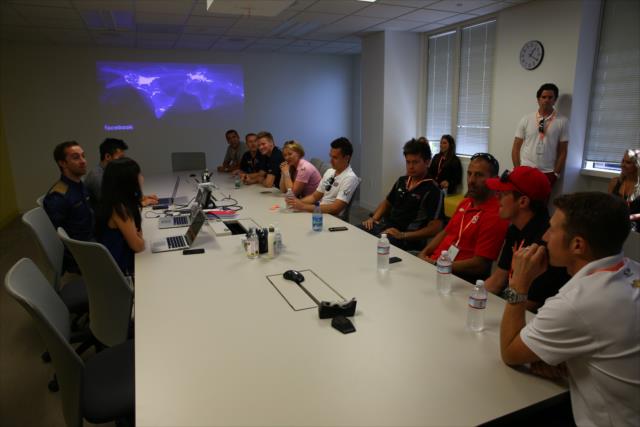 Several Verizon IndyCar Series drivers visit the Facebook headquarters in Palo Alto, CA -- Photo by: Chris Jones