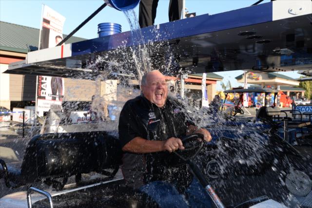 A.J. Foyt participates in the ALS Ice Bucket Challenge at Sonoma Raceway