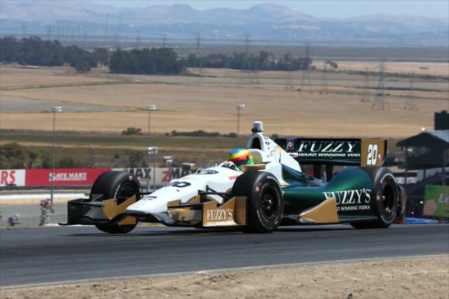 Mike Conway crests the Turn 2 hill during practice for the GoPro Grand Prix of Sonoma at Sonoma Raceway -- Photo by: Chris Jones